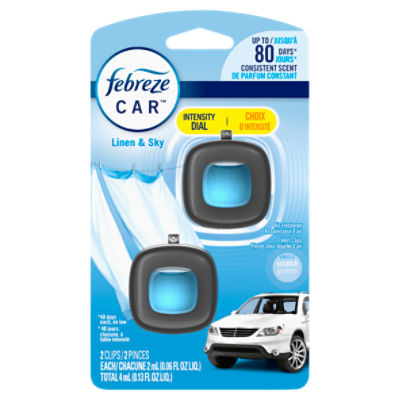 Febreze Car Air Freshener Vent Clip Linen & Sky Scent, .06 oz. Car Vent