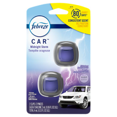 Febreze Car Air Freshener Vent Clip Midnight Storm Scent, .06 oz. Car Vent Clip, 2 Count, 0.13 Fluid ounce