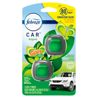 Febreze Car Air Freshener Vent Clip Gain Original Scent, .06 oz. Car Vent Clip, 2 Count, 0.1 Fluid ounce