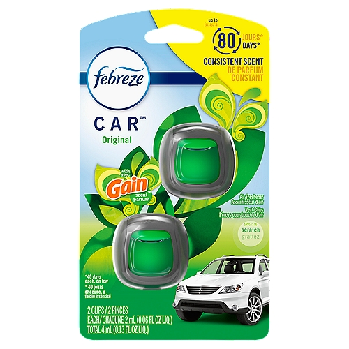 Febreze Car Air Freshener Vent Clip Gain Original Scent, .06 oz. Car Vent Clip, 2 Count