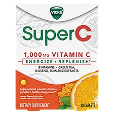 Vicks Super C Dietary Supplement, Vitamin C Orange Flavored 1,000 mg, 28 Each