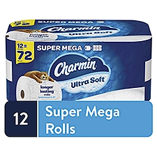 Charmin Ultra Soft Toilet Paper 12 Super Mega Rolls, 366 Sheets Per Roll, 439.2 Each