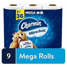 Charmin Ultra Soft Toilet Paper 9 Mega Rolls, 244 Sheets Per Roll