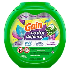 Gain + Odor Defense 3 in 1, Detergent, 44 Ounce