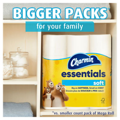 Charmin Essentials Soft Bathroom Tissue Mega Rolls, 12 count