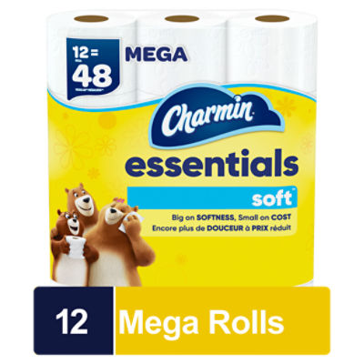 Charmin Essentials Soft Toilet Paper 12 Mega Rolls, 330 sheets per roll
