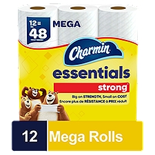 Charmin Essentials Strong Toilet Paper 12 Mega Rolls, 429 sheets per roll