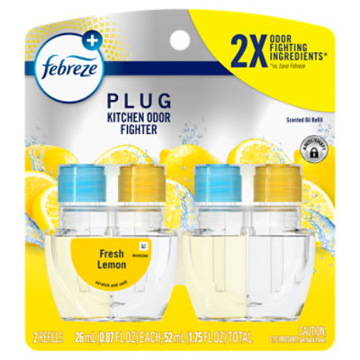 Febreze Plug Fresh Lemon Kitchen Odor Eliminator Scented Oil Refills, 0