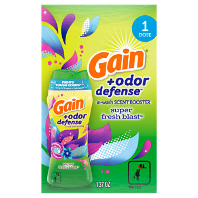 Gain + Odor Defense In-Wash Scent Booster, Super Fresh Blast Scent, 1.37 oz, HE Compatible