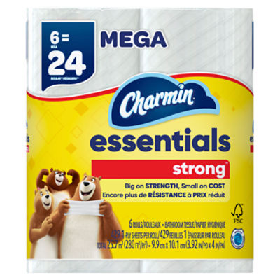Charmin Essentials Strong Bathroom Tissue Mega Rolls, 6 count
