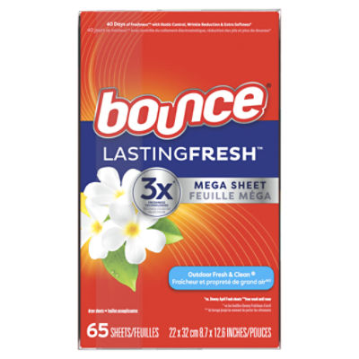 Bounce Lasting Fresh Outdoor Fresh & Clean Mega Dryer Sheets Multi Pack, 130 count, 130 Each