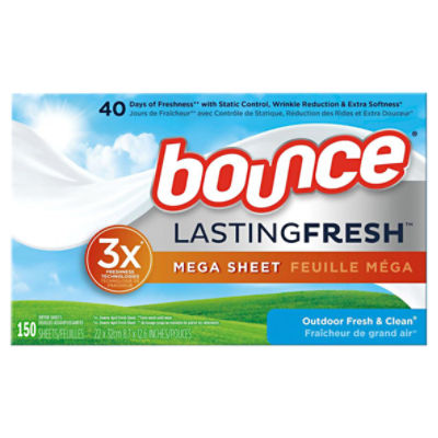 bounce Lasting Fresh Outdoor Fresh & Clean Mega Dryer Sheets, 150 count