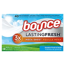 bounce Lasting Fresh Outdoor Fresh & Clean Mega Dryer Sheets, 150 count, 150 Each