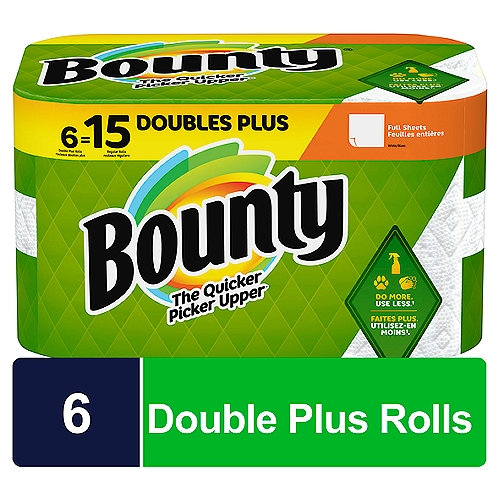 6 double plus rolls = 15 regular rollsnnThe quicker picker upper*n*vs. leading ordinary brand customizable sheet.