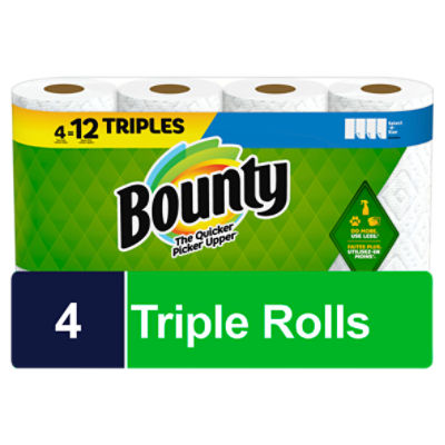 Bounty Select-A-Size Paper Towels, 4 Triple Rolls, White, 135 Sheets Per Roll