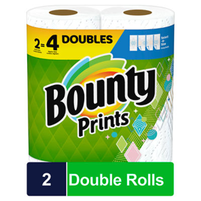 Bounty Select-A-Size Prints Doubles Paper Towels, 2 count