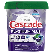 Cascade Platinum Plus Fresh Scent Dishwasher Detergent, 52 count, 28.4 oz