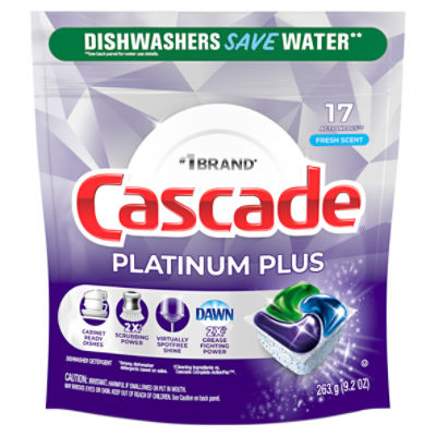Cascade Platinum Plus Fresh Scent Dishwasher Detergent, 17 count, 9.2 oz