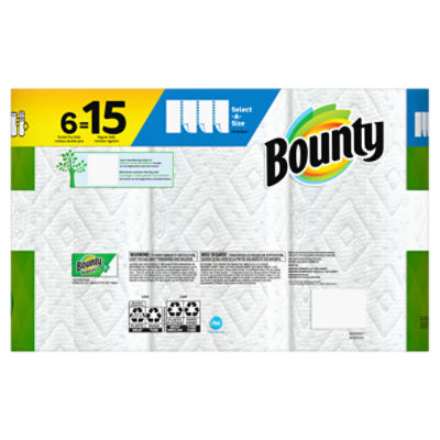 Bounty Select-a-size Paper Towels, 4 Double Plus Rolls, White, 113 Sheets  Per Roll, Paper Towels, Household