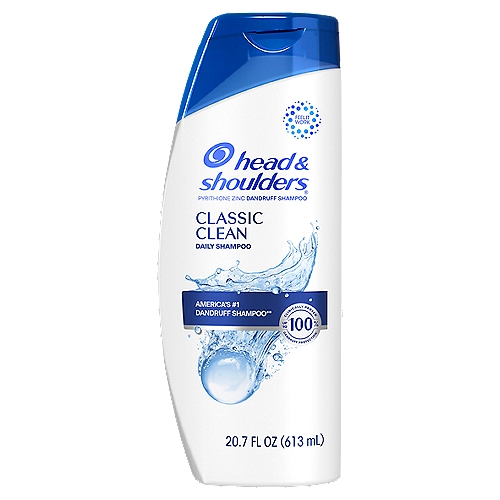 Head & Shoulders Classic Clean Daily Dandruff Shampoo, 20.7 fl oznIgnite your senses and feel it working with every wash. Head and Shoulders' unique formula works 7 surface layers deep in your scalp to help stop dandruff at its source and maintain healthy hair. Brought to you by the #1 dermatologist-recommended brand, Head and Shoulders Classic Clean Shampoo provides proven protection from flakes, itch,+ oil^ and dryness with regular use to ensure that your scalp is at its best and your locks are up to 100% flake-free.* Featuring a light, clean scent and pH-balanced formula, this anti-dandruff shampoo cleans, protects and moisturizes hair for a fresh feeling and vibrant look. Our unique formula, with zinc pyrithione, delivers 7 healthy scalp and hair benefits: Fights dryness Calms itching+Relieves irritation+Reduces redness+Controls oiliness^Removes flakes+^Beautiful hair* visible flakes; with regular use** based on volume of sales+ associated with dandruff^ washes away oil and flakes