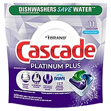Cascade Platinum Plus Fresh Scent Dishwasher Detergent, 11 count, 6.0 oz