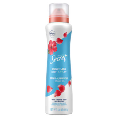 Secret Tropical Hibiscus + Argan Oil Weightless Dry Spray Antiperspirant / Deodorant, 4.1 oz