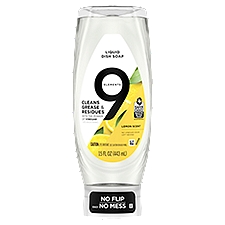 9 Elements EZ Squeeze Dish Soap, Lemon Scent, 15 oz Bottle