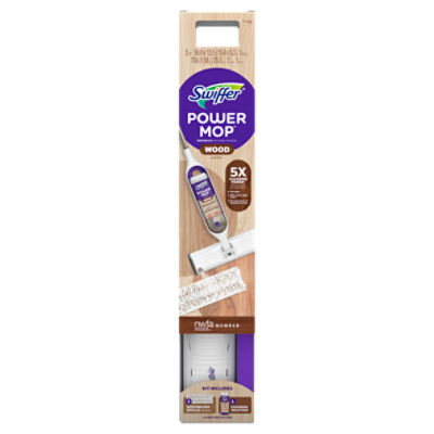Swiffer Power Mop Wood Kit, Floor Cleaner, Tile, Vinyl, Laminate, Wood, Cleaning Supplies, Lemon