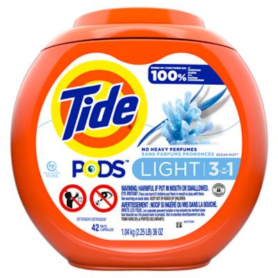 Tide Pods Ocean Mist Light 3 in 1 Detergent, 42 count, 36 oz