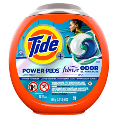 Tide Power Pods Laundry Detergent Pacs with Febreze Sport, 32 Count