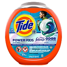 Tide Power Pods Laundry Detergent Pacs with Febreze Sport, 32 Count, Febreze Freshness with Sport Odor Defense