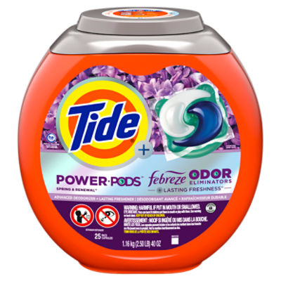 Tide Plus Power Pods Febreze Odor Eliminators + Lasting Freshness Detergent, 25 count, 40 oz