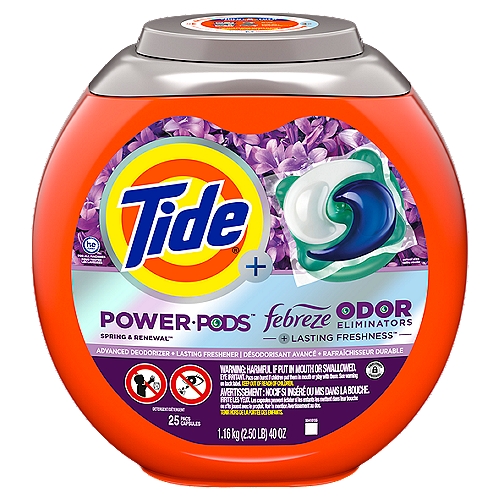 Tide Plus Power Pods Febreze Odor Eliminators + Lasting Freshness Detergent, 25 count, 40 oz