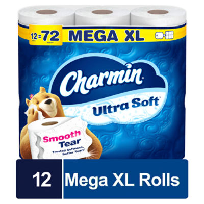 Charmin Ultra Soft Mega XL Bathroom Tissue Rolls, 12 count