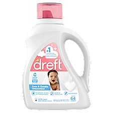 Dreft Free & Gentle Baby Liquid Laundry Detergent, 64 loads, 92 fl oz, Free of Dyes and Perfumes for Families