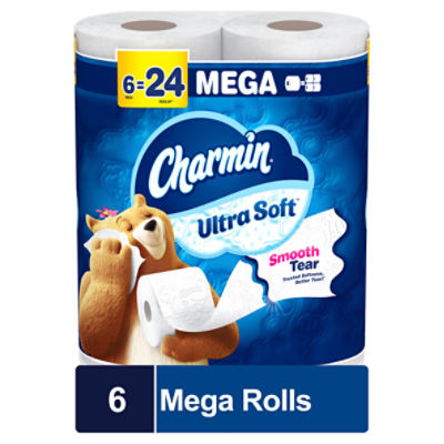 Charmin Ultra Soft Mega Bathroom Tissue Rolls, 6 count