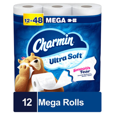 Charmin Ultra Soft Mega Bathroom Tissue Rolls, 12 count