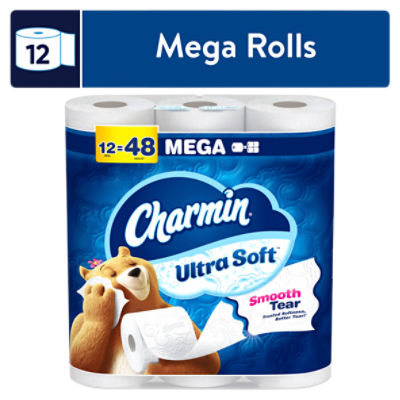 Charmin Ultra Soft Mega Bathroom Tissue Rolls, 12 count