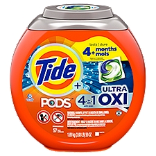 Tide Plus Pods 4 in 1 with Ultra Oxi Detergent, 57 count, 59 oz