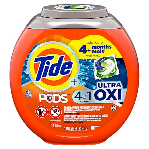Tide Plus Pods 4 in 1 with Ultra Oxi Detergent, 57 count, 59 oz