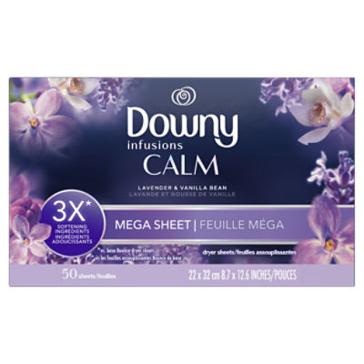 Downy Infusions Calm Lavender & Vanilla Bean Dryer Sheets, 50 count