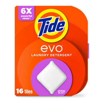 Tide evo Laundry Detergent Fiber Tiles, Spring Blast Scent, 16 ct