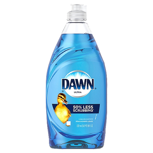 Dawn Ultra Dishwashing Liquid, 18 fl oz
50% Less Scrubbing*
*Vs Dawn Non-Concentrated

Ingredient - Purpose
Alcohol Denat. - stabilizes formula
C10-16 Alkyldimethylamine Oxide - boosts cleaning
C9-11 Pareth-8 - gently aids soil removal
Colorants - adds color to product
Deceth-8 - gently aids soil removal
Fragrances - adds scent to product
Methylisothiazolinone - preservative
PEI-14 PEG-24/PPG-16 Copolymer - boosts cleaning
Phenoxyethanol - stabilizes formula
PPG-26 - stabilizes formula
Sodium Chloride - thickener
Sodium Lauryl Sulfate - provides cleaning
Water - holds ingredients together