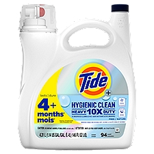 Tide Hygienic Clean Heavy Duty 10x Free Liquid Laundry Detergent, Unscented, 94 loads, 146 oz, HE Compatible