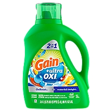 Gain Ultra Oxi Liquid Laundry Detergent, 61 loads, 88 fl oz, Waterfall Delight Scent, 2-in-1, HE Compatible
