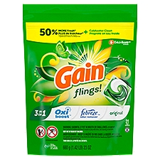 Gain flings Laundry Detergent Soap Pacs, HE Compatible, 31 Count, Long Lasting Scent, Original Scent