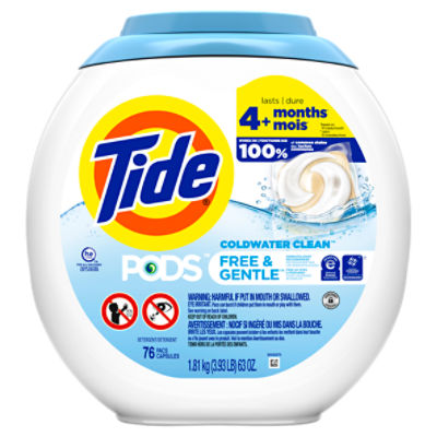 Tide PODS Free & Gentle Liquid Laundry Detergent Pacs, 76 count