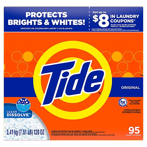 Attack even 7 day-old stains with Tide Original HE Turbo Powder Laundry Detergent with Acti-Lift Crystals. It's formulated with HE Turbo technology. That's why it's the #1 recommended detergent by washing machine manufacturers*. *Based on co-marketing agreements