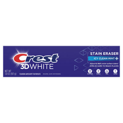 Crest 3D White Stain Eraser Icy Clean Mint Fluoride Anticavity Toothpaste, 3.8 oz