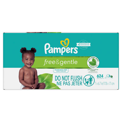 Pampers Free & Gentle Baby Wipes 8 pack, 624 Count